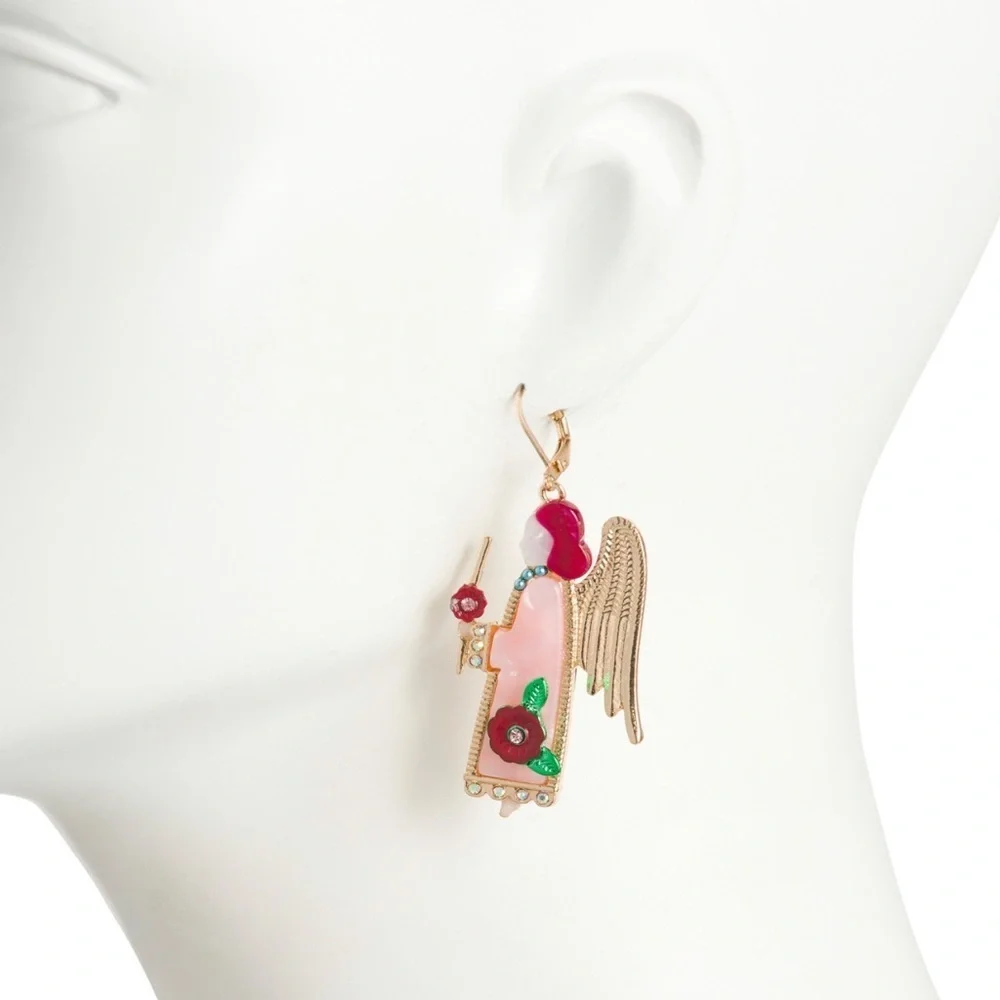 Betsey Johnson Angel Mismatch Drop Earrings